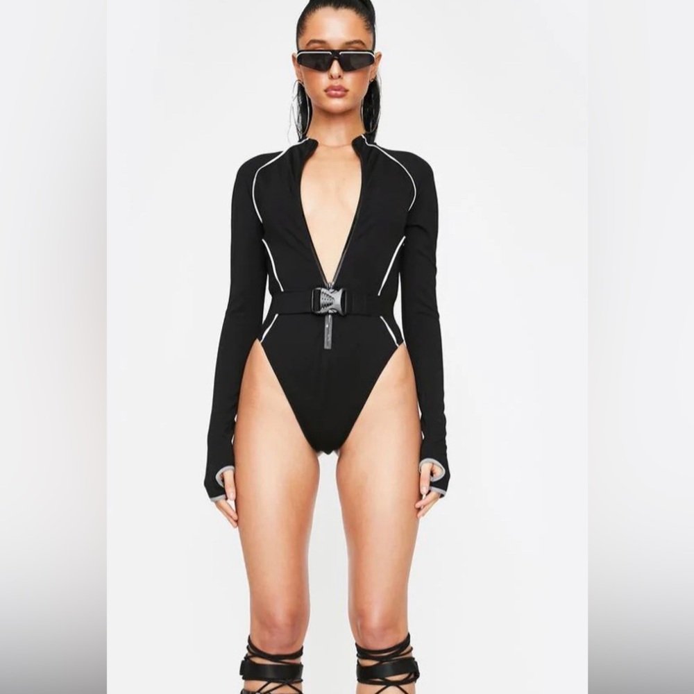 Reflective Poster Girl Zip Up Leotard